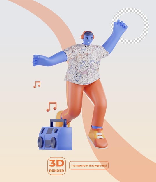 Man dancing to music from the radio