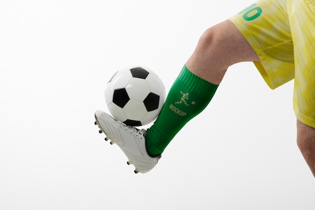 Man dressed in soccer mock-up kit