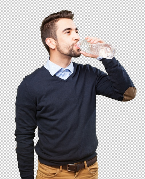 PSD man drinking water