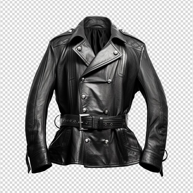 PSD man fashion leather dress isolated on transparent background generative ai