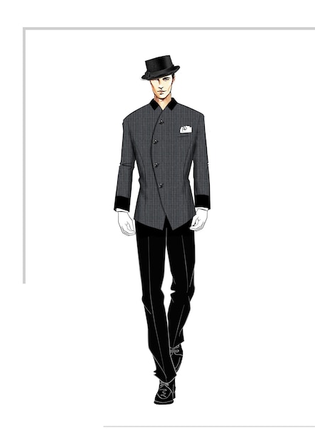 PSD man fashion suit cloth uniform style character design