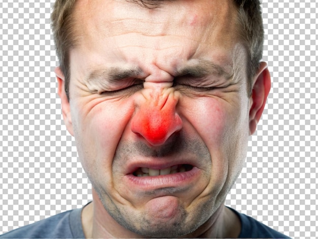 PSD man feeling nose pain