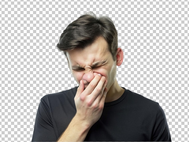 PSD man feeling nose pain