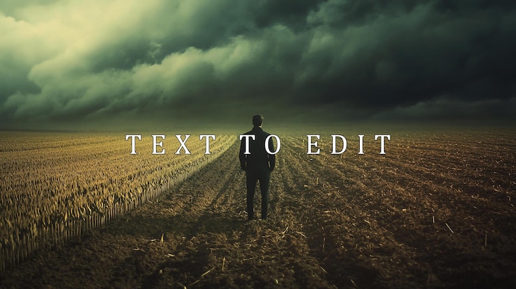 PSD man in field facing ominous storm clouds