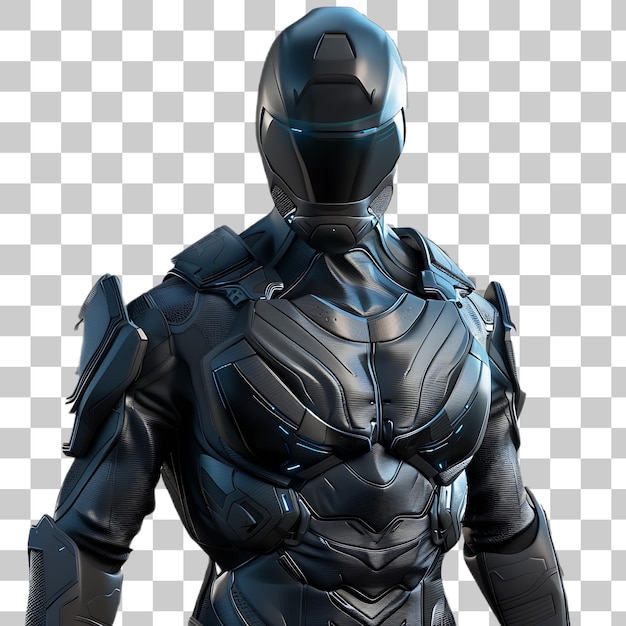 PSD man in futuristic suit on white background