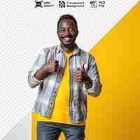 PSD a man giving a thumbs up with a yellow background png