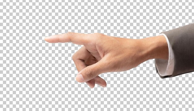 Man hand pointing on transparent background