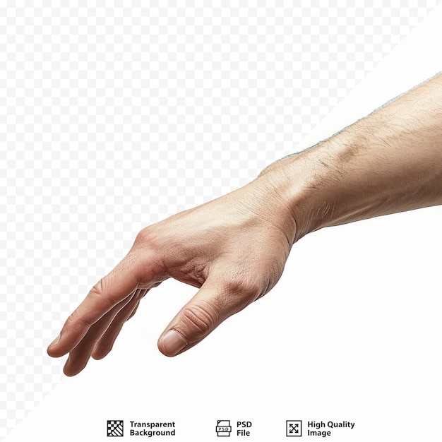 PSD Человек, касающийся руки, изолированный на белом изолированном фоне с вырезкой пути