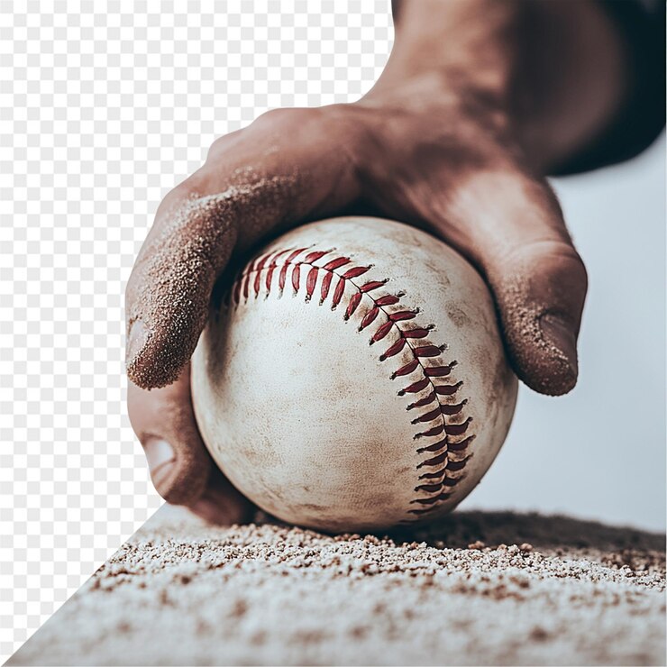PSD a man holding a baseball with a white ball in his hand