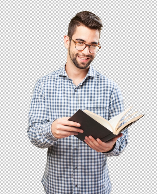 PSD man holding un libro