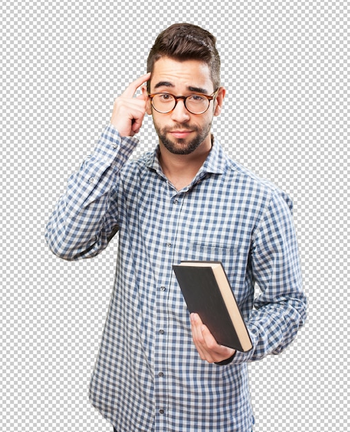 PSD man holding a book