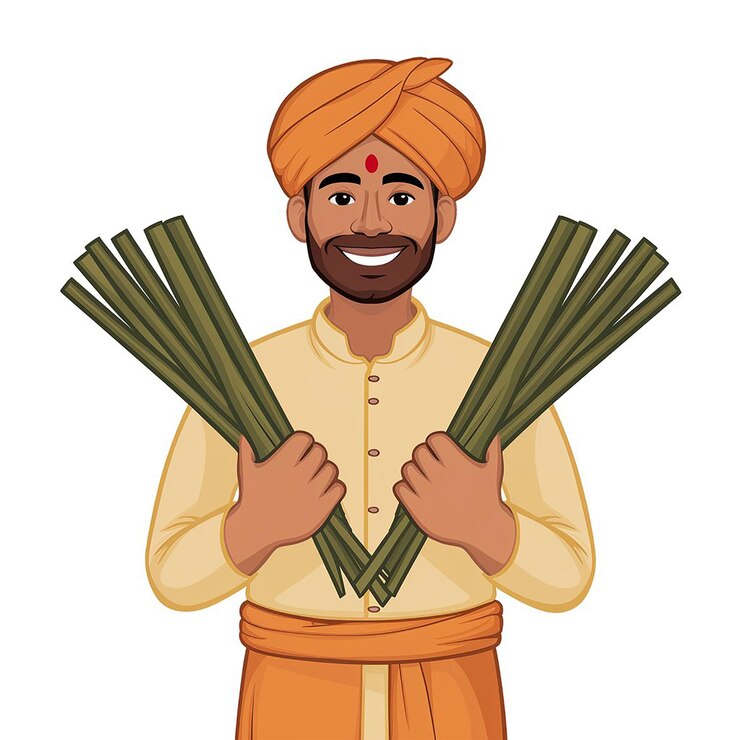 PSD a man holding a bundle of celery