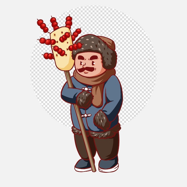 PSD a man holding dilicious sweets hand drawn cartoon character illustration