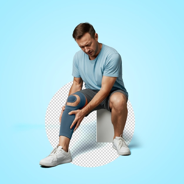 Man holding his knee with a knee brace