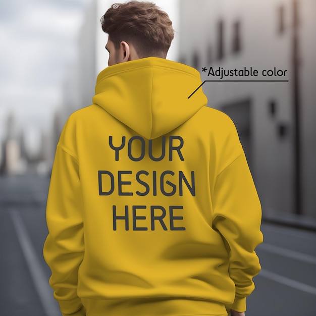 Man in hoodie apparel mockup back