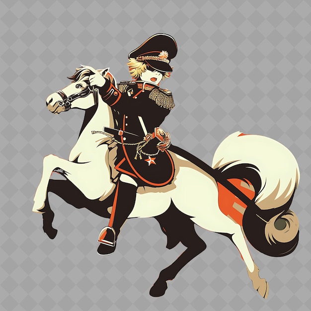 PSD a man on a horse with a gun on his head and the word quot he quot on it