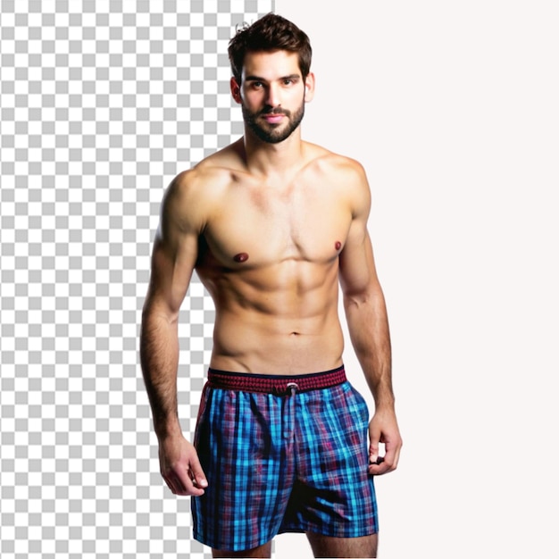 Man in boxershorts op een doorzichtige achtergrond