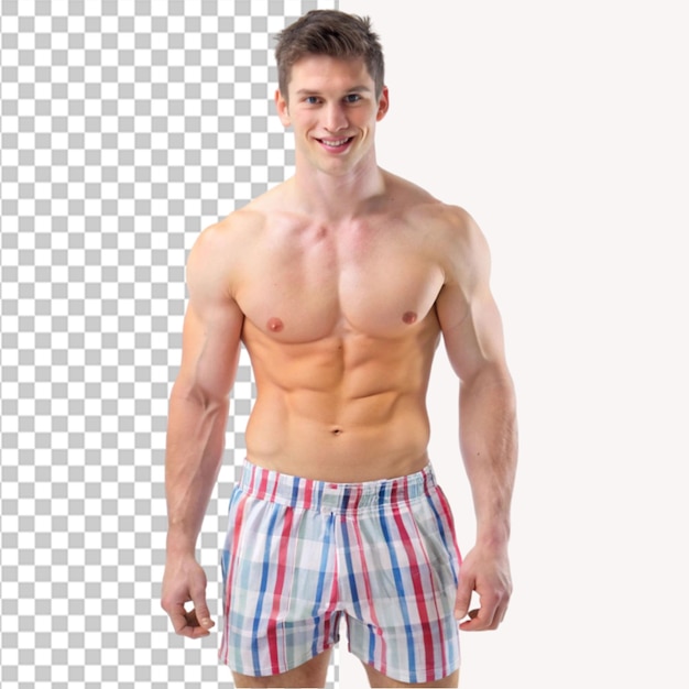 Man in boxershorts op een doorzichtige achtergrond