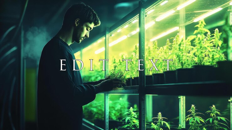 PSD man inspecting cannabis plants in indoor grow facility