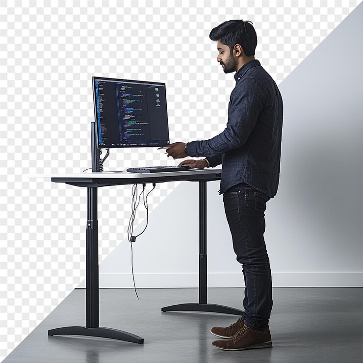 PSD a man is looking at a computer screen that says quot tm quot