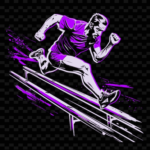 PSD a man is running on a ramp with a purple shirt on