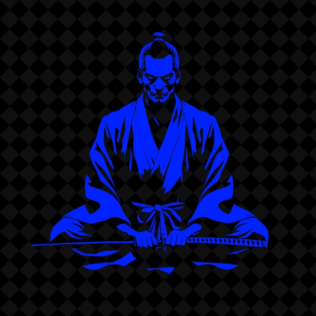 PSD a man in a kimono sits in front of a black background with a pattern of stars