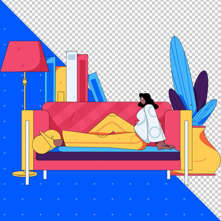 PSD a man laying on a couch with a woman on the couch