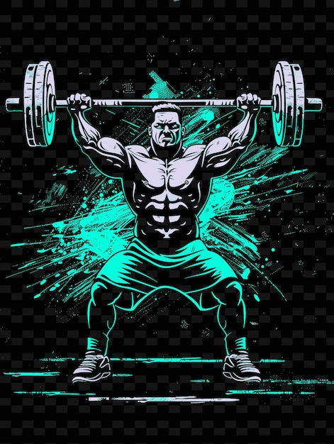 PSD a man lifting a barbell with a green background