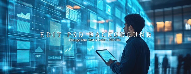 PSD man looking at data wall