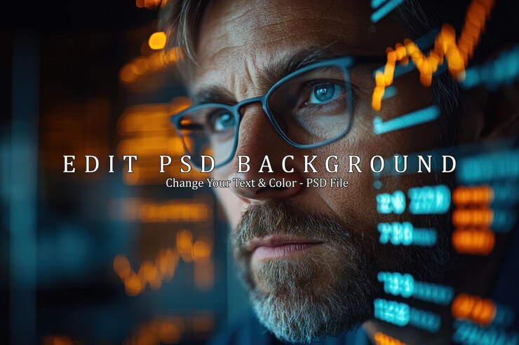 PSD man looking at a screen with data