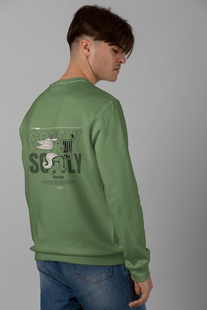 Man met achterkant van een sweatshirtmodel