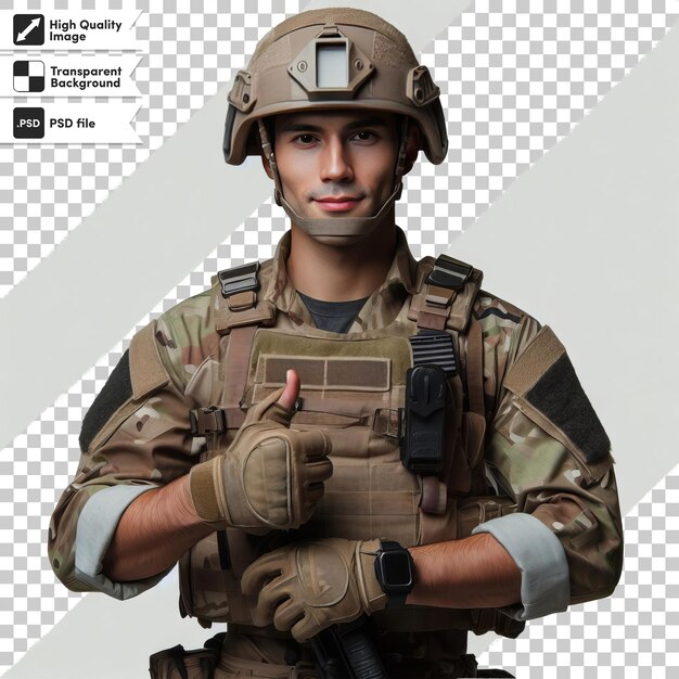 PSD a man in a military uniform with the word quot f quot on it