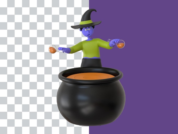 PSD a man mixing a potion stirring animations of characters brewing magical potions in cauldrons