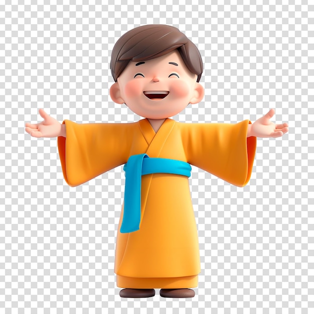 PSD man in national asian robe