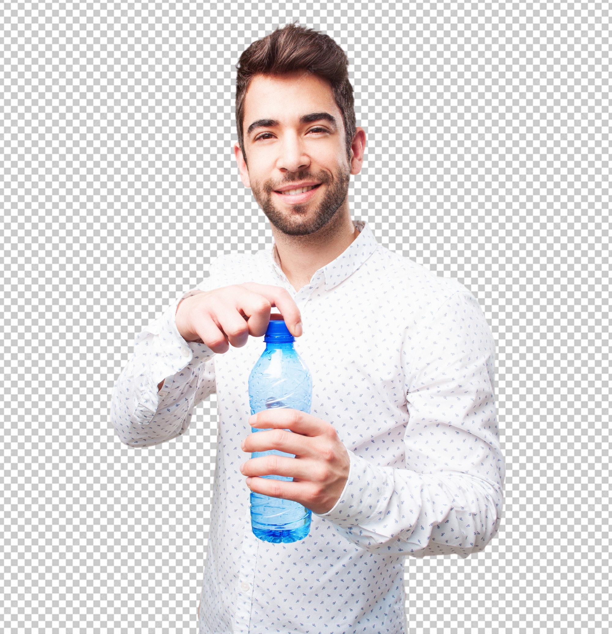 Premium PSD  Man opening water bottle