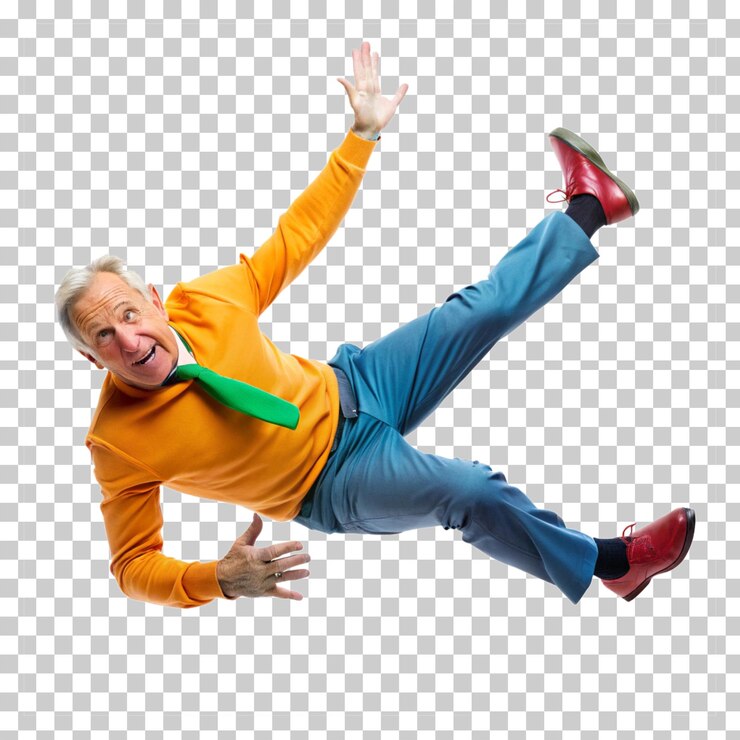 PSD a man in an orange sweater is jumping in the air with a green scarf