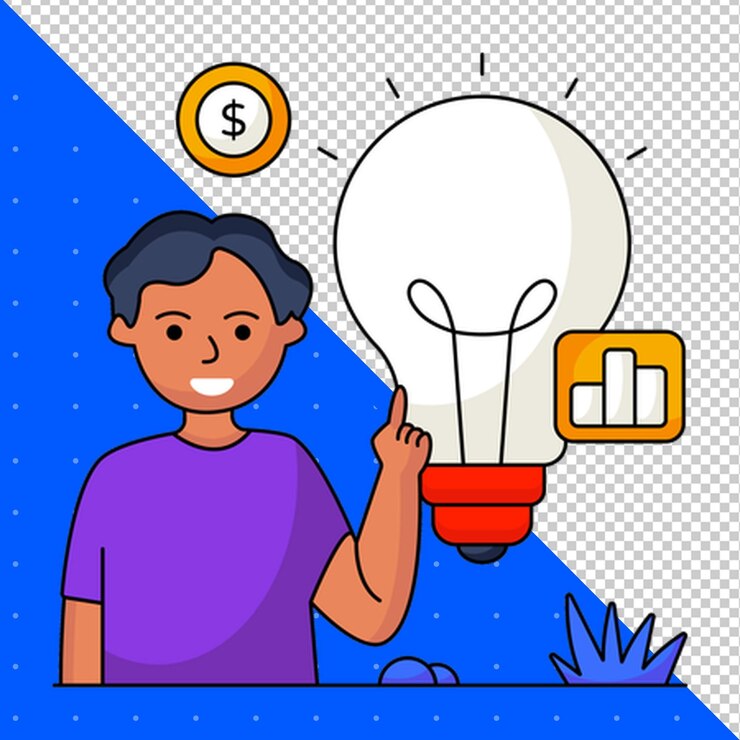 PSD a man pointing at a light bulb that says quot light quot