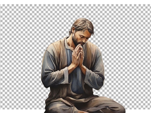 PSD a man praying on transparent background