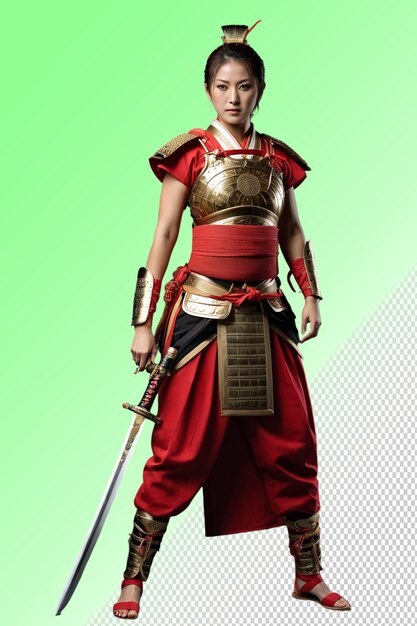 PSD a man in a red and gold outfit holding a sword