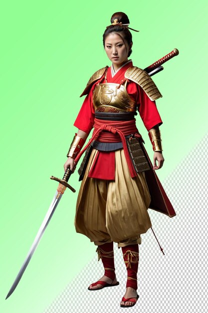 PSD a man in a red and gold outfit with a sword in his hand