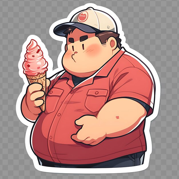 PSD a man in a red jacket and hat is holding an ice cream cone