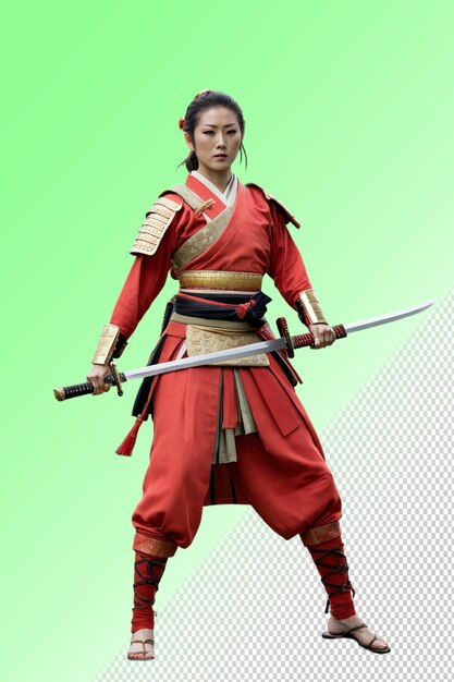 PSD a man in a red kimono with a sword in his hand