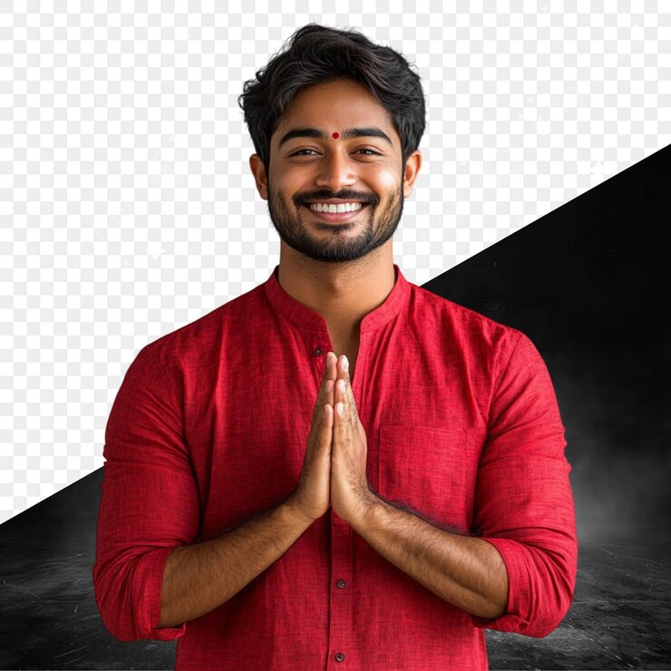 PSD a man in a red shirt with a black background and a black background with a black and white square