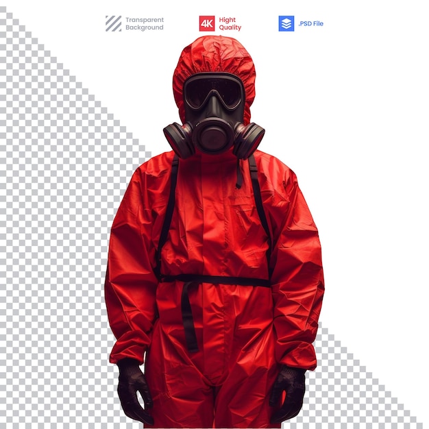 PSD man in a red suit and gas mask