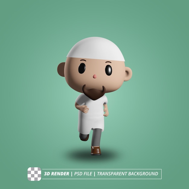 Man running islamic 3d character