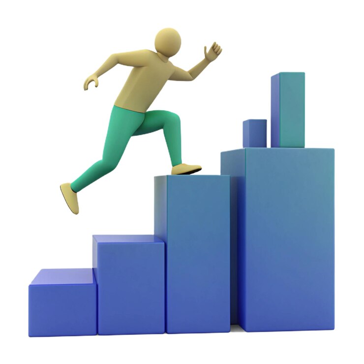 PSD a man running over a pile of blue cubes with the word quot im on it quot