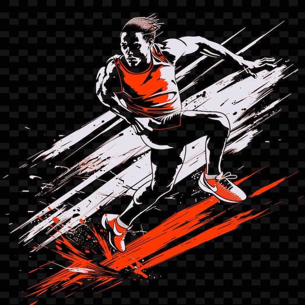 A man running in a race with a red shirt on