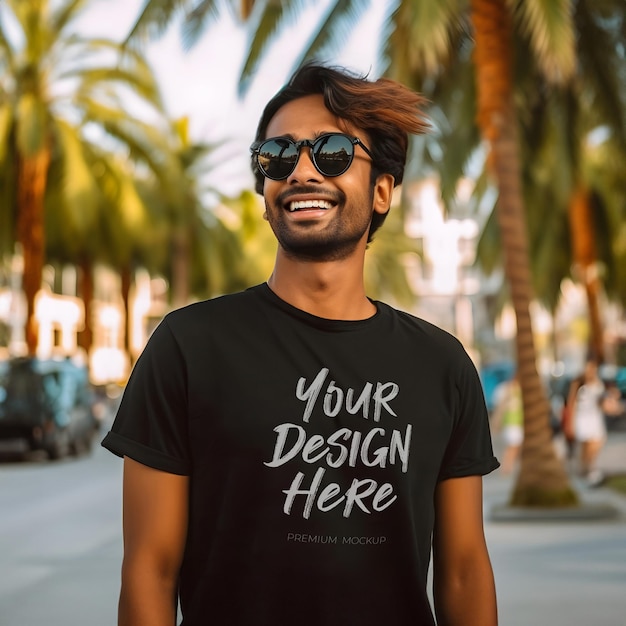 Man's black tshirt psd mockup