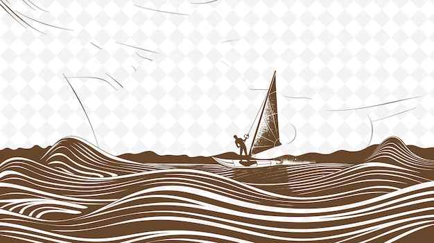 Un uomo su una barca a vela nelle onde