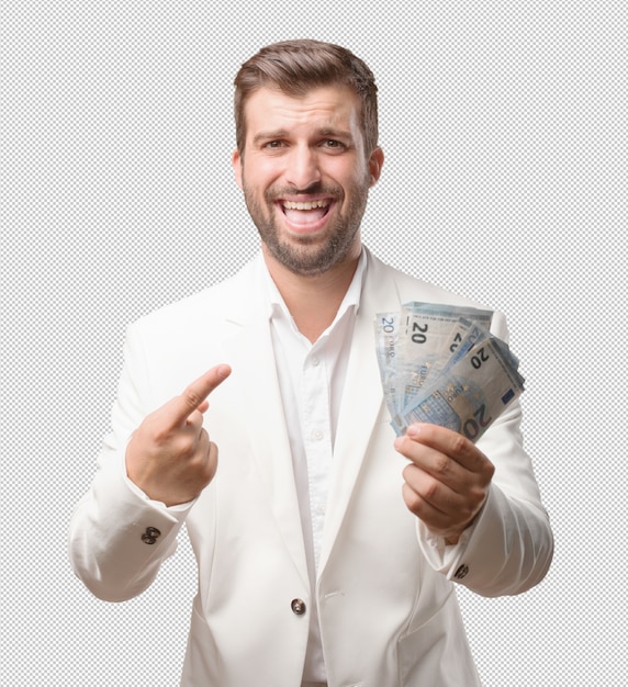 Man showing 20 euro bills